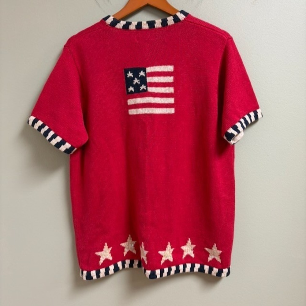 Quacker Factory Womens Cardigan Size L Stars Stripes America USA 4th of July